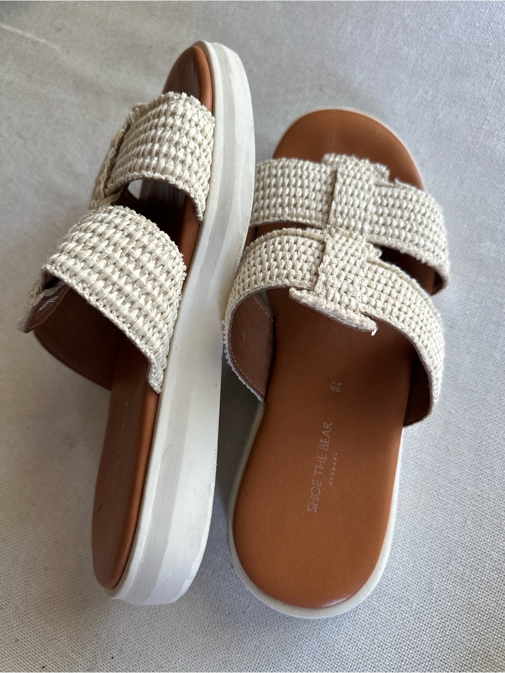 Shoe The Bear Brenna Cream Jute Slide Sandals | 38